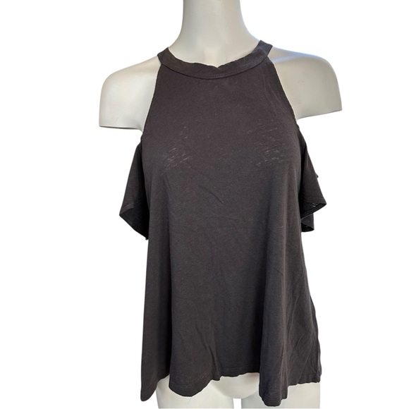 NWT LAmade Open Shoulder Distressed Look Tee T-shirt S Small Gray - Picture 3 of 8